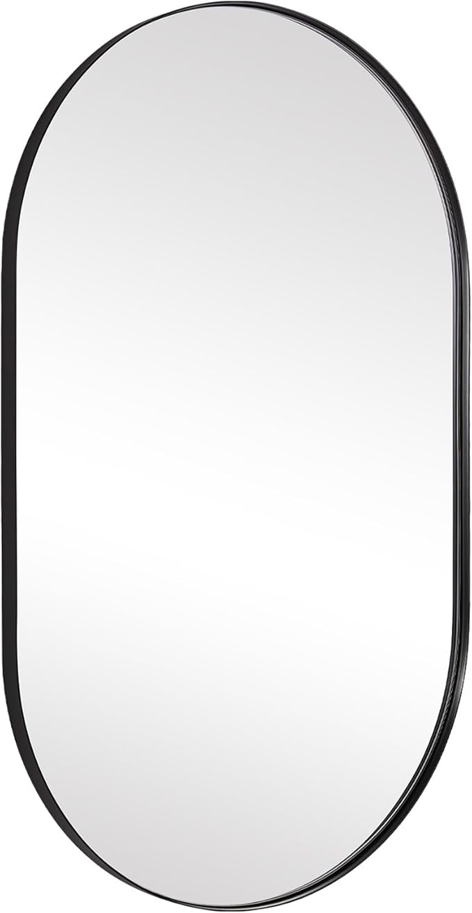 ANDY STAR 20x33'' Black Oval Bathroom Wall Mirror